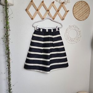 Hutch Sparkly Striped Mini Skirt Womens Size 10 Black Cream A Line Pleat…